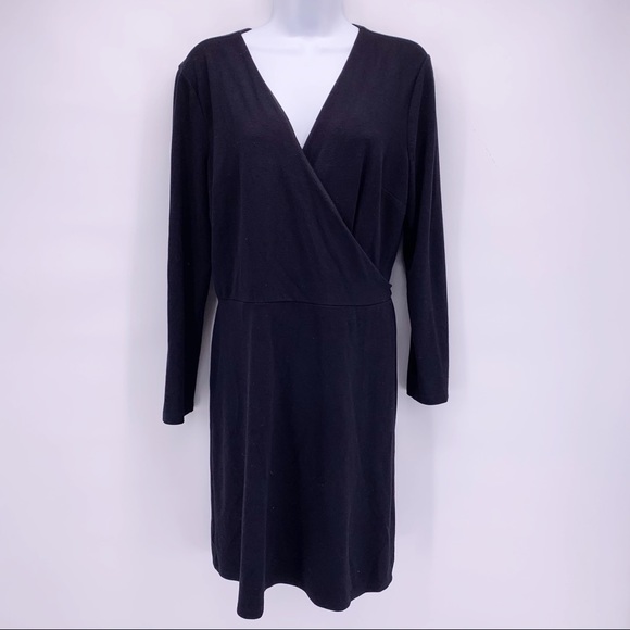 LOFT Dresses & Skirts - LOFT Black Long Sleeve Wrap Dress Size LP